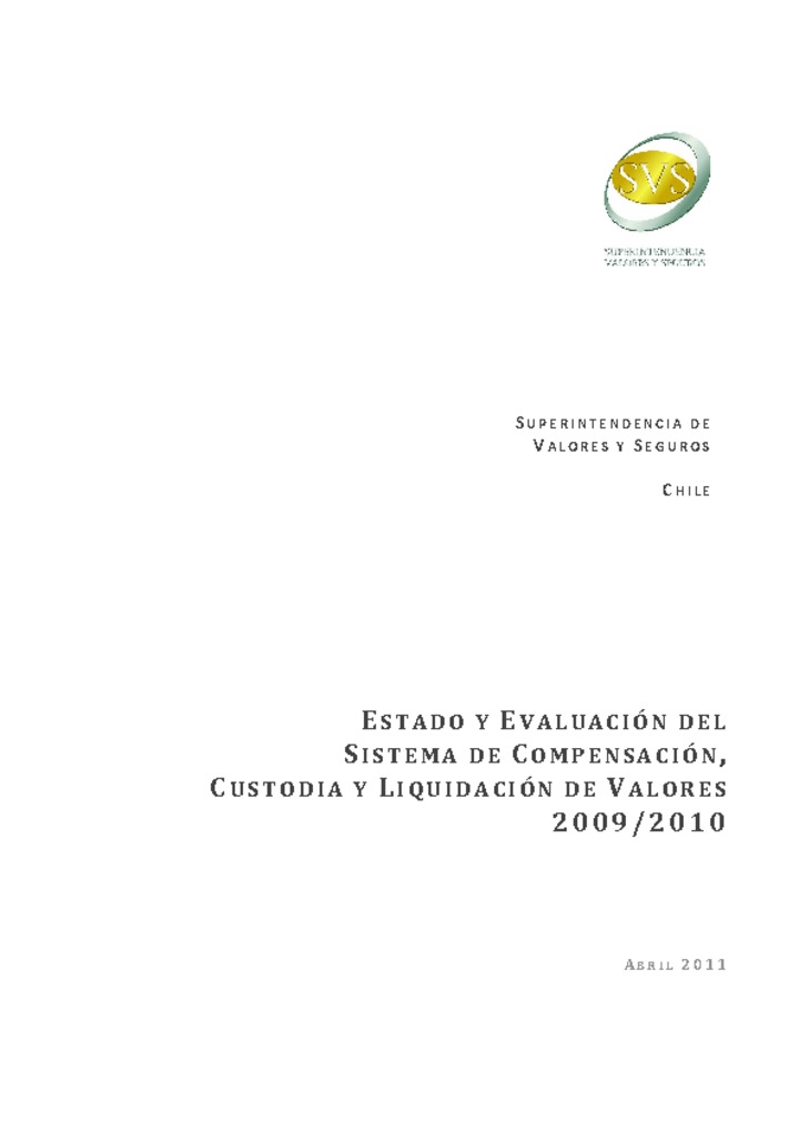 Evaluación del Sistema de Compensación y Liquidación de Valores 2009-2010