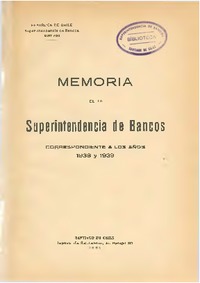 Informe de los años 1938 y 1939 SBIF