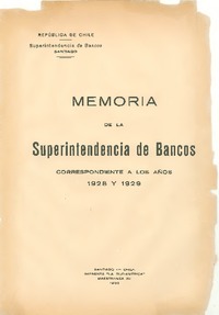 Informe de los años 1928 y 1929 SBIF